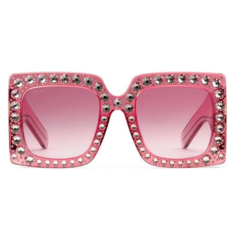 gucci pink crystal glasses|pink oversized Gucci sunglasses.